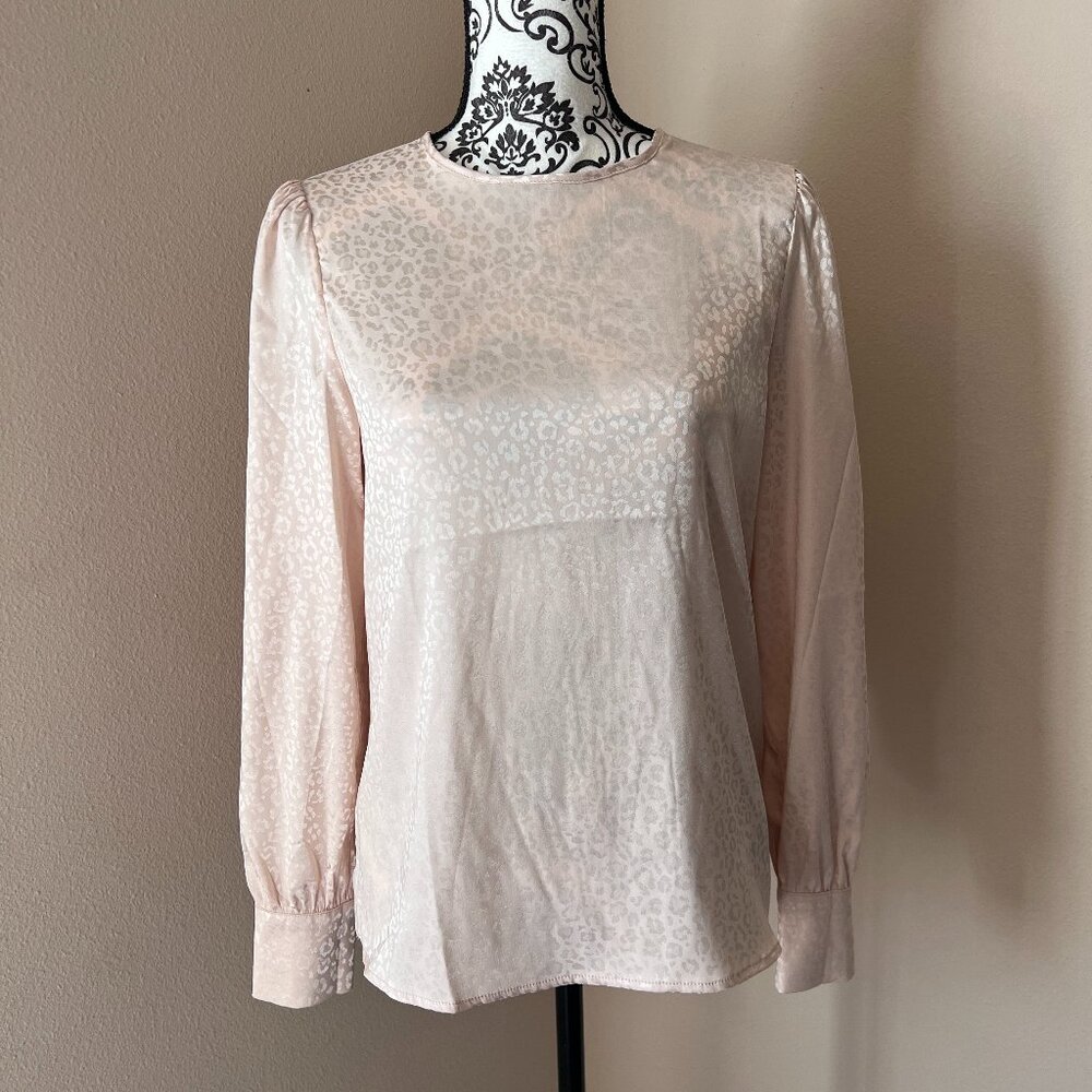 Sincerely Jules Animal Print Silky Top Blouse - Pale Pink - Size M - Picture 1 of 4